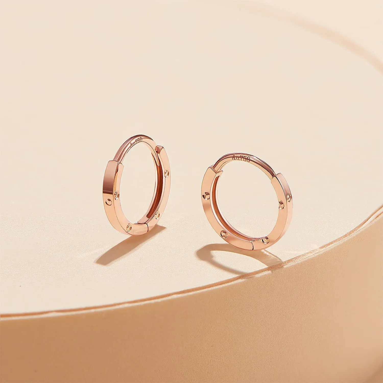 FANCIME Minimalist Hinged Sleeper 18k Rose Gold Hoop Earrings