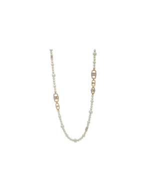 Faux Pearls and Stone Baguette Necklace