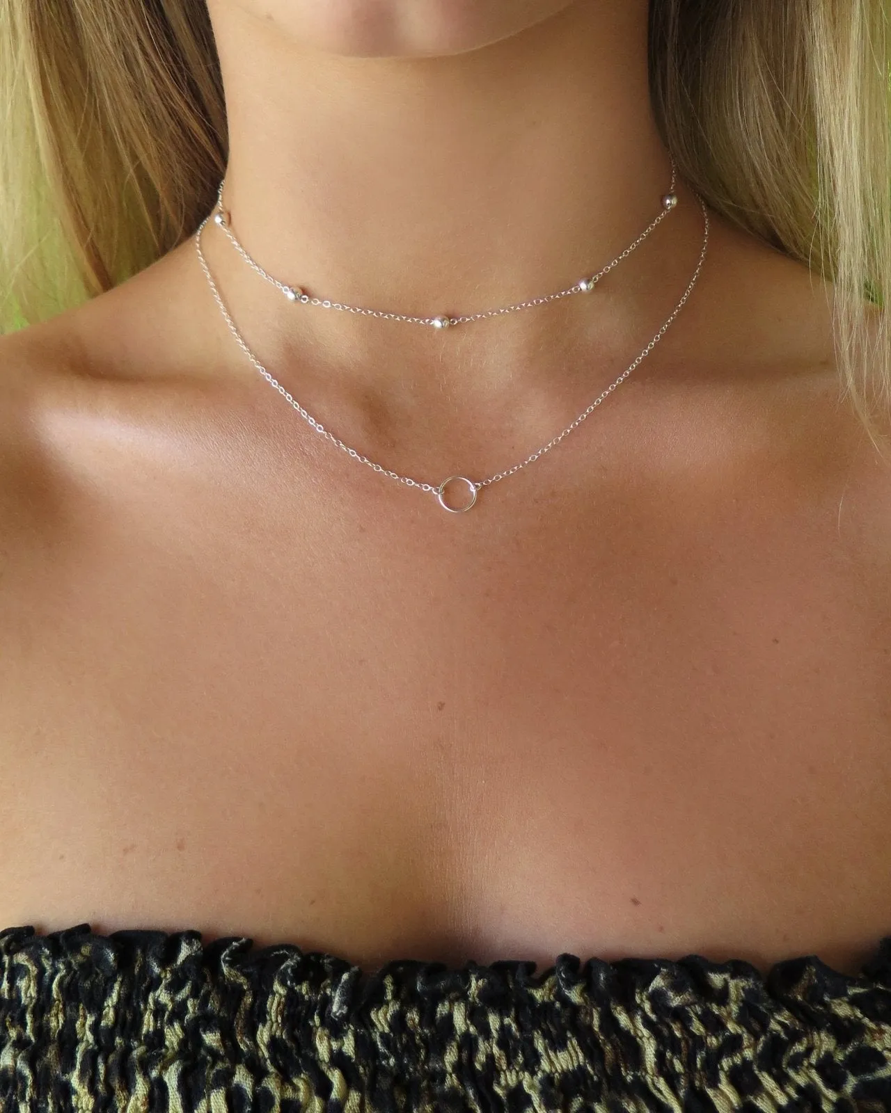 Five Bead Necklace  - Sterling Silver