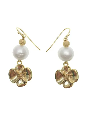 Freshwater Pearls Floral Blossom Dangle Earrings ME124B