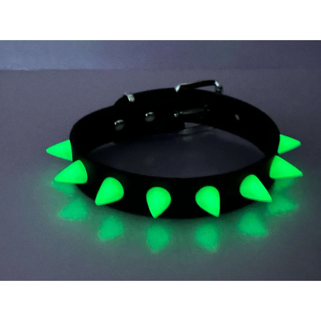 Glow-in-the-Dark Rubber Silicone Spike Choker