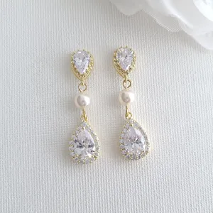 Gold and Pearl Earrings-Emma