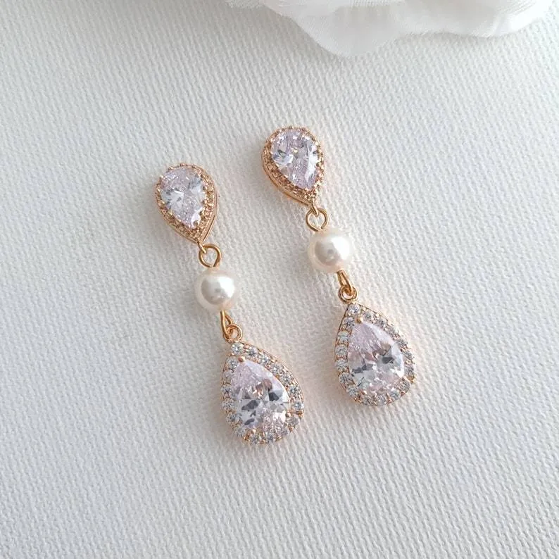 Gold and Pearl Earrings-Emma