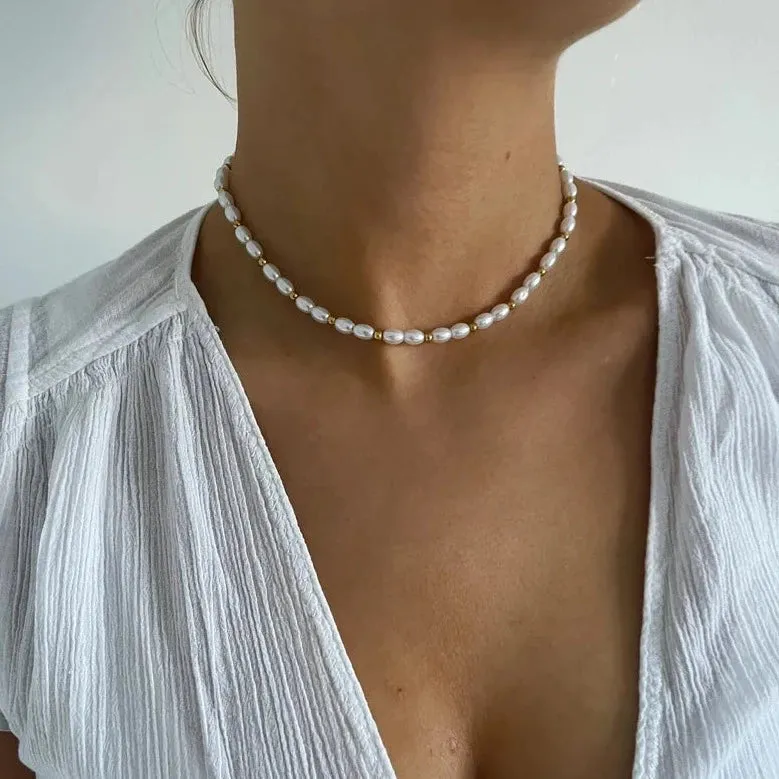 Gold and Pearl Necklace