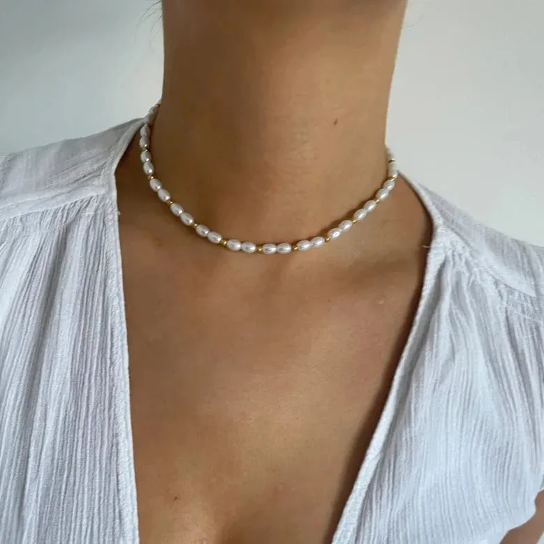 Gold and Pearl Necklace