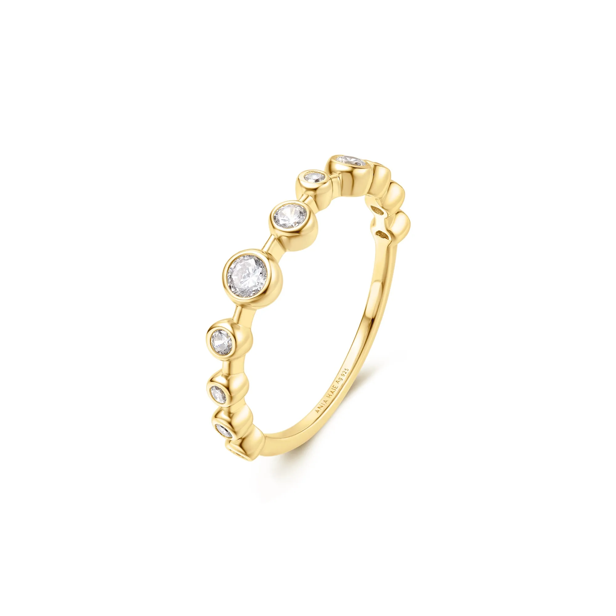 Gold Bezel Cubic Zirconia Zig-Zag Ring