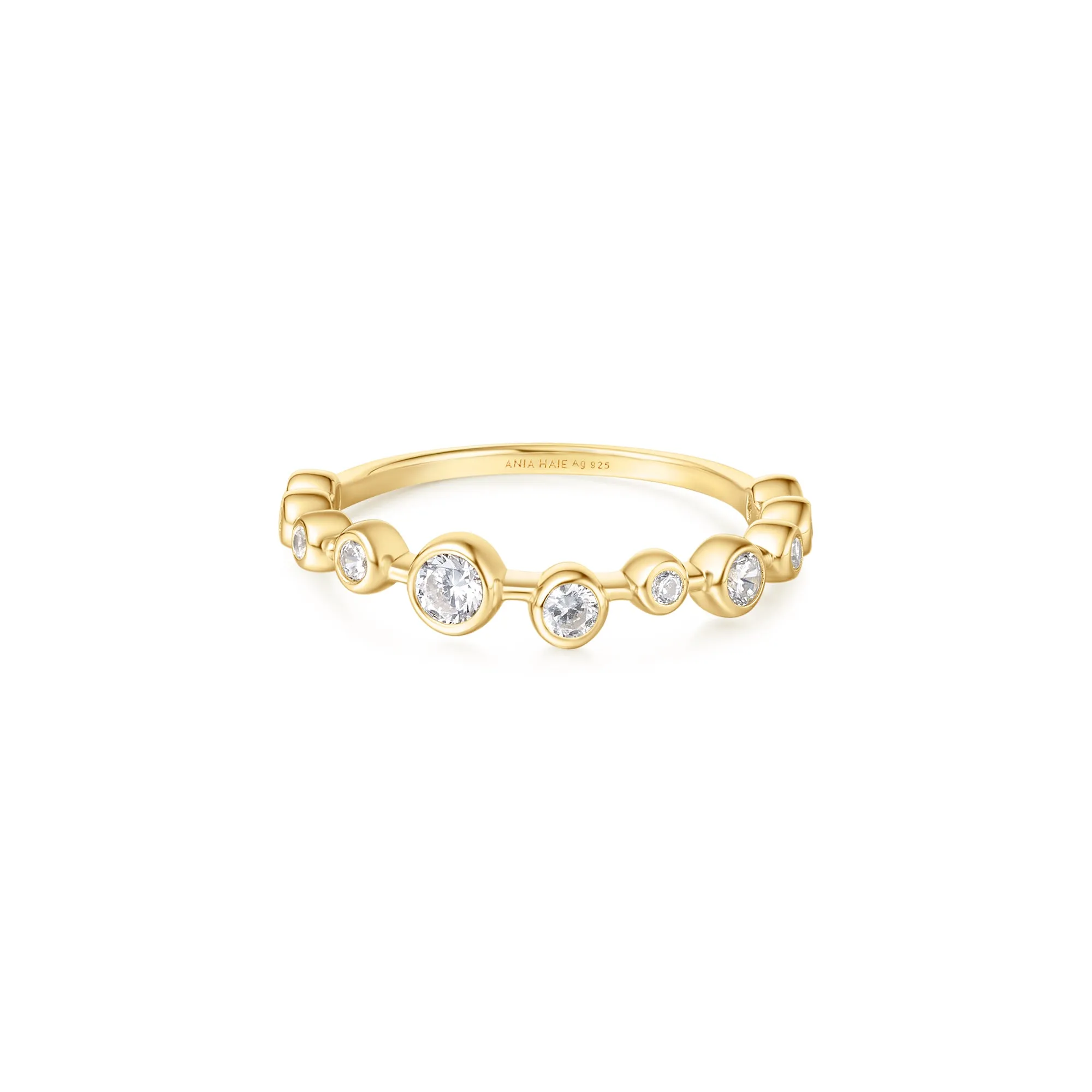 Gold Bezel Cubic Zirconia Zig-Zag Ring