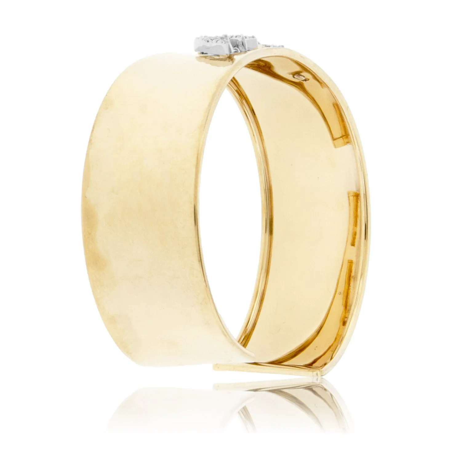 Gold Cuff Bracelet with Diamond Mountain Silhouette