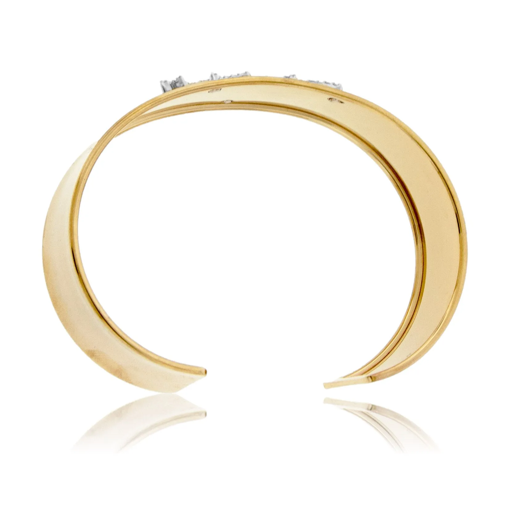 Gold Cuff Bracelet with Diamond Mountain Silhouette