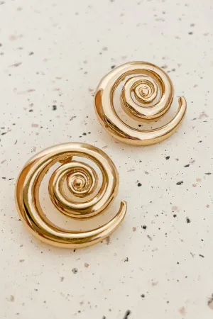 Gold Swirl Stud Earrings