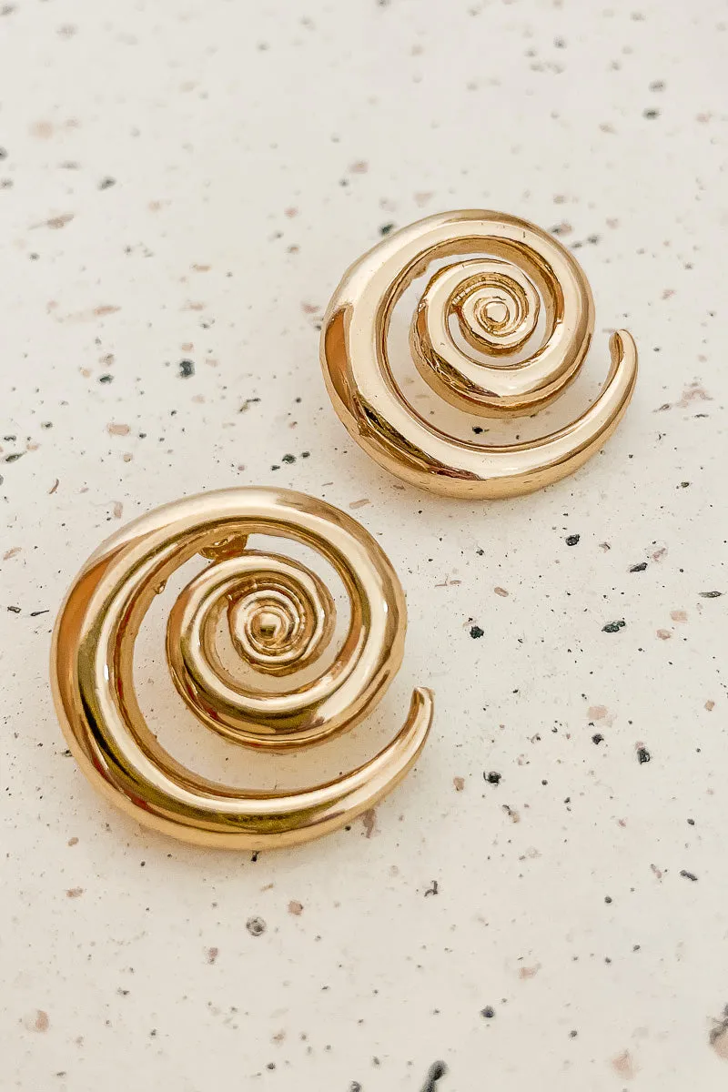 Gold Swirl Stud Earrings