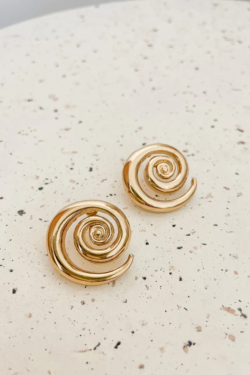 Gold Swirl Stud Earrings