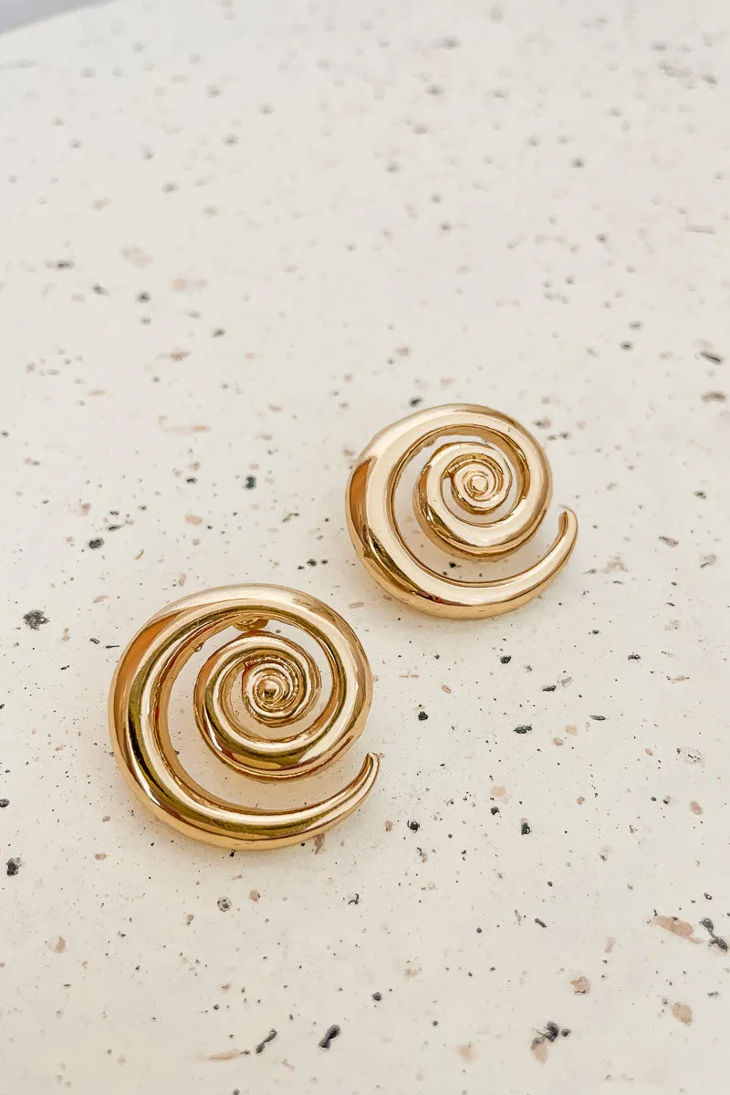 Gold Swirl Stud Earrings