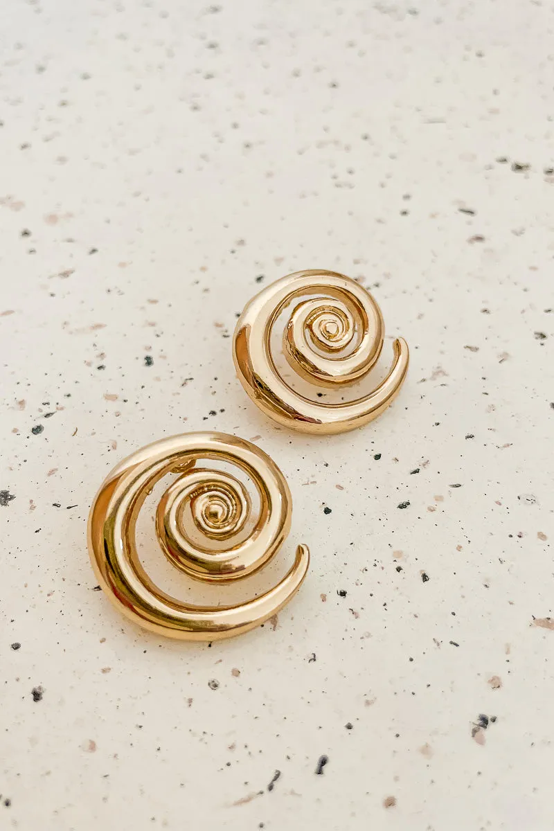 Gold Swirl Stud Earrings