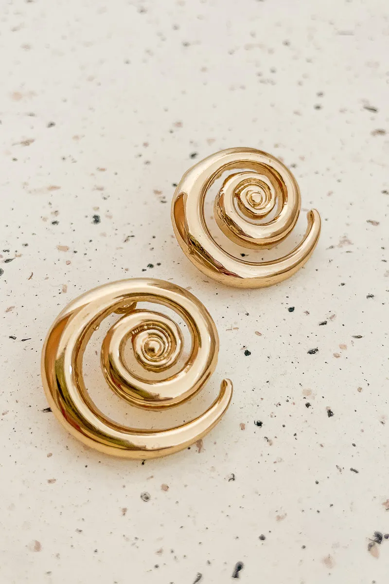 Gold Swirl Stud Earrings