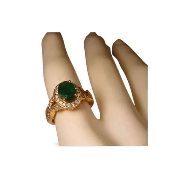 Gorgeous 14K Yellow Gold Emerald Diamond Cocktail Ring