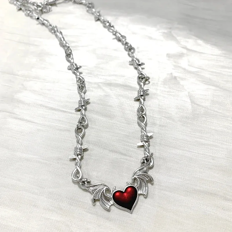 Goth Heart Barbed Wire Choker