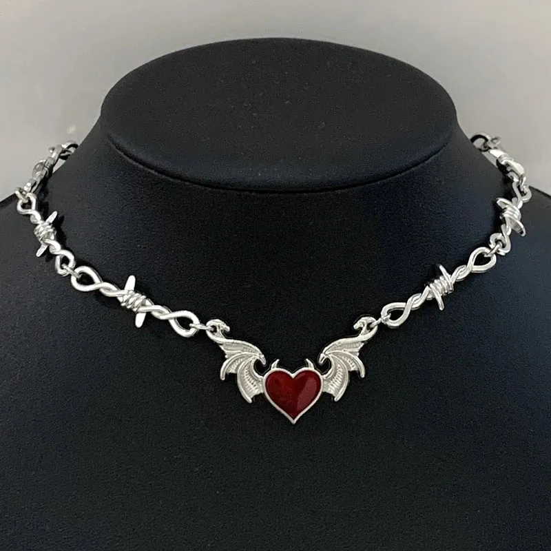 Goth Heart Barbed Wire Choker