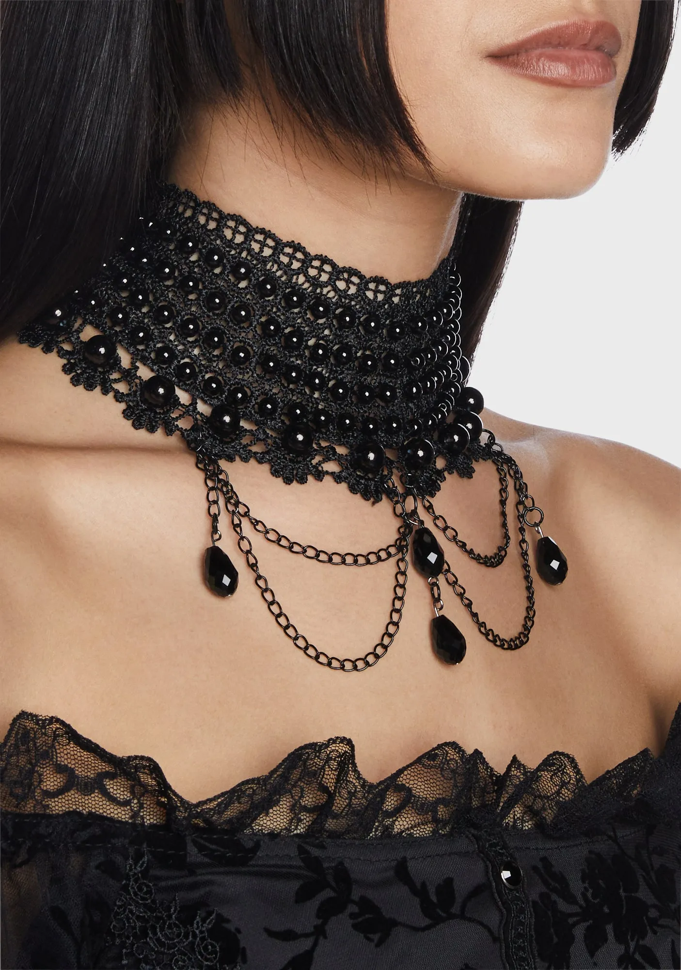 Gothic Gorgeous Black Pearly Choker