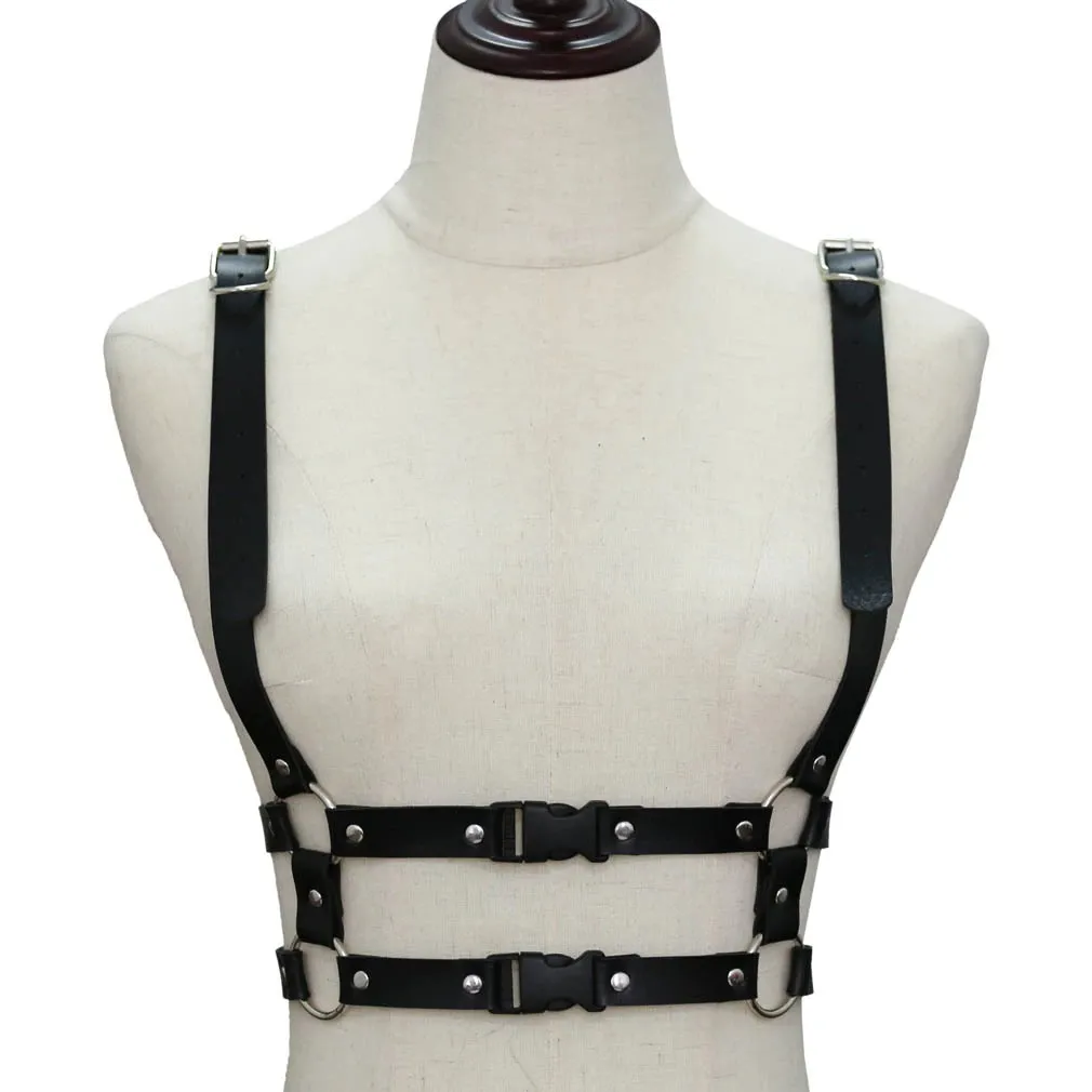 Gothic Punk Leather Body Harness for Women / Shoulder To Waist Harajuku Jewelry Chains