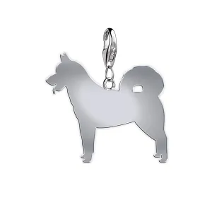 Greenland Dog Silhouette Silver Charm