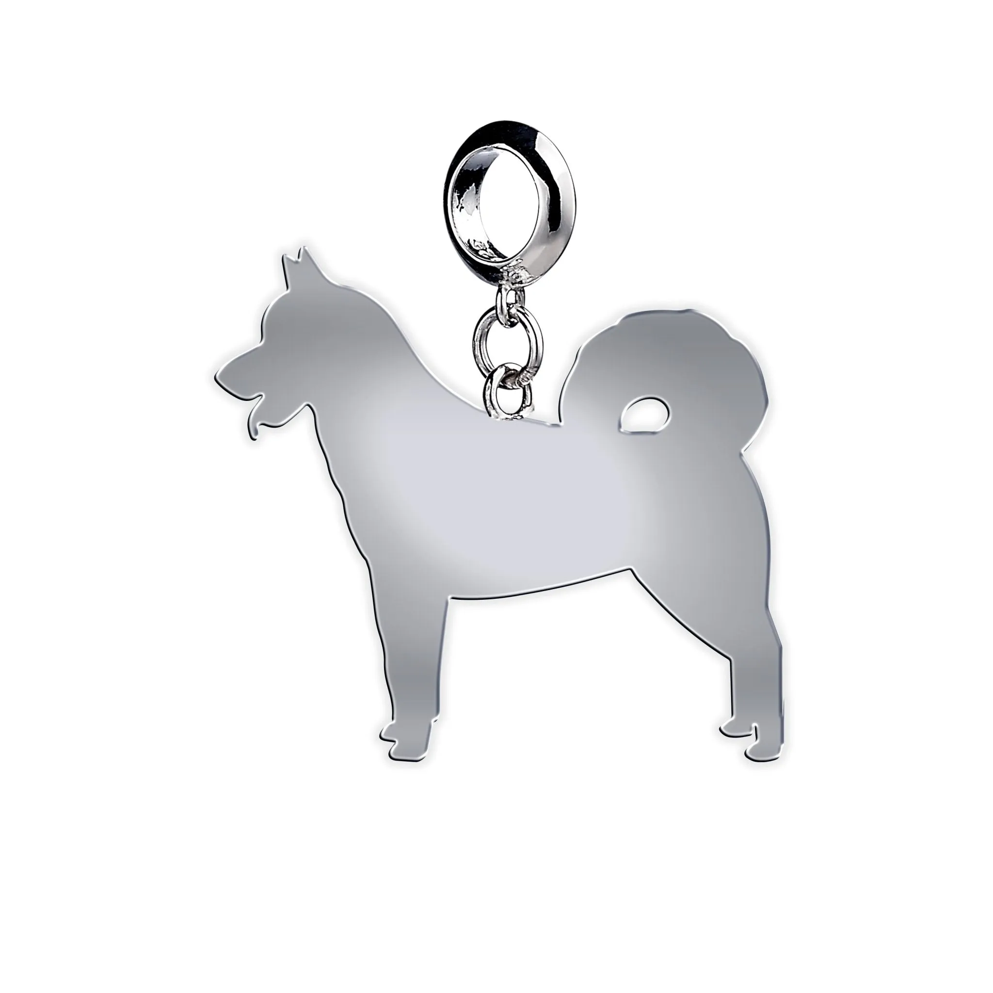 Greenland Dog Silhouette Silver Charm