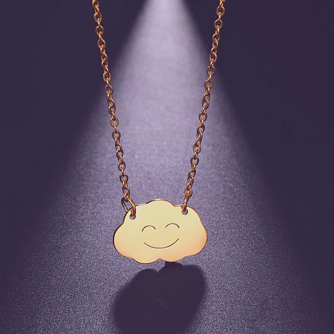 Happy Cloud Minimalist Necklace in Silver or Gold