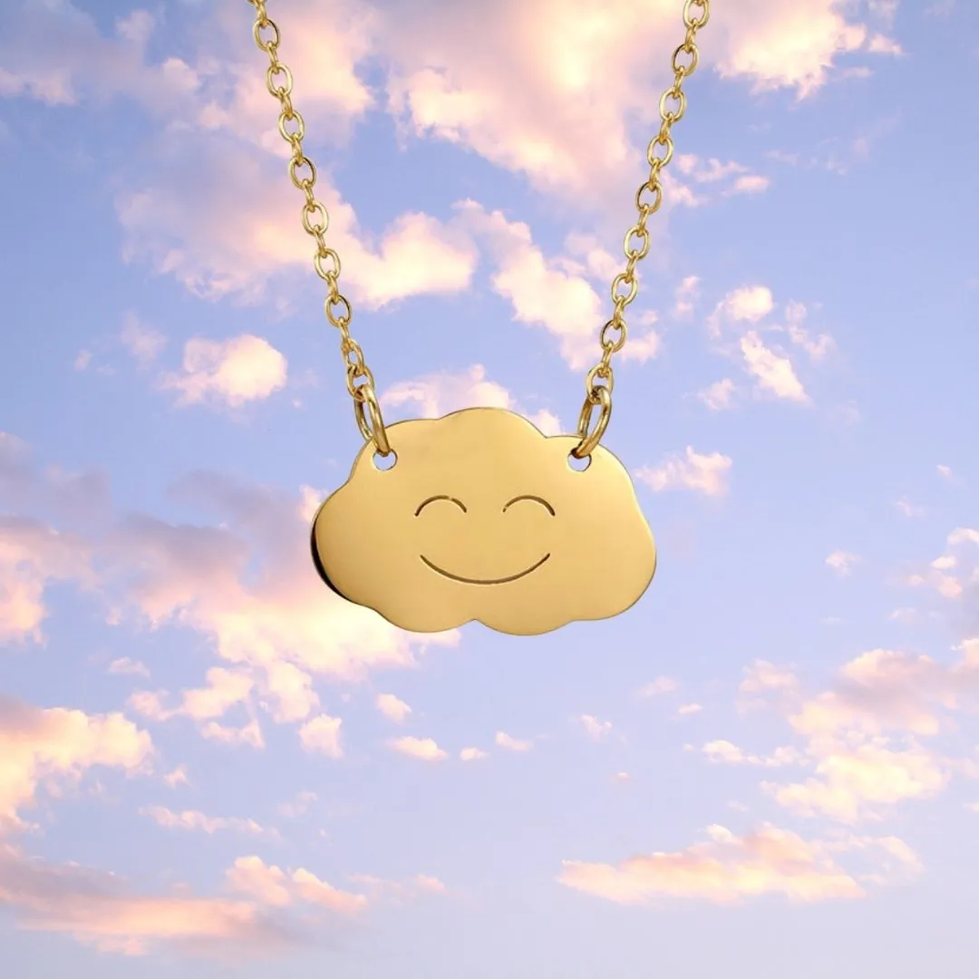 Happy Cloud Minimalist Necklace in Silver or Gold