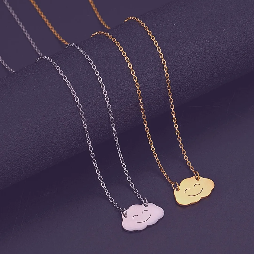 Happy Cloud Minimalist Necklace in Silver or Gold