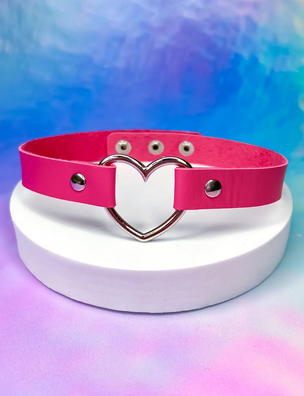 HEART CHOKER - DARK PINK