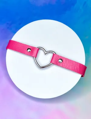 HEART CHOKER - DARK PINK