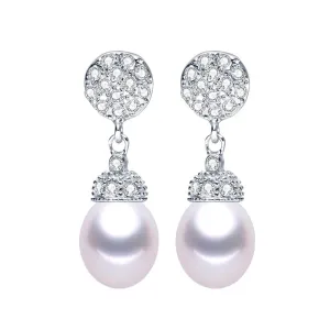 Hiphop 925 sterling silver earrings for women new arrival 100% genuine natural freshwater pearl earrings white/pink/purple