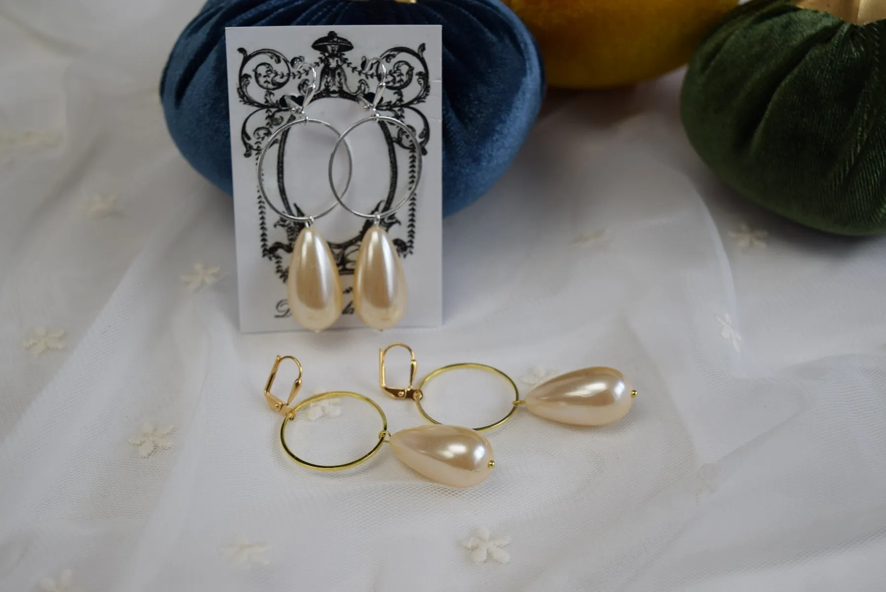 Hoop and Pearl Earrings - Large