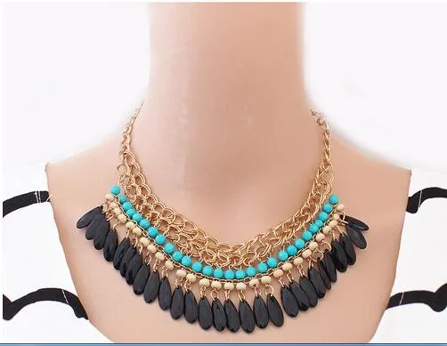 Hot Sale Bohemian Resin Beads Choker Necklace For Women Collier Femme Statement Collares Necklaces & Pendants Colar Body Jewelry