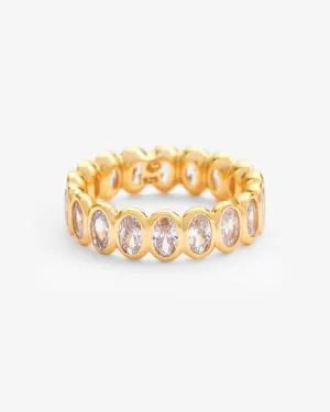 Iced Oval Infinity Ring - Gold