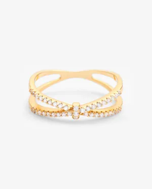 Iced Ribbon Ring - Gold