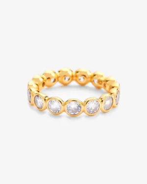 Iced Round Infinity Ring - Gold