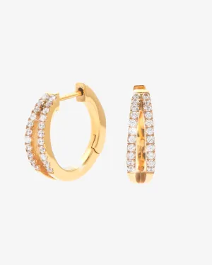 Iced Row Hoop Earrings - Gold