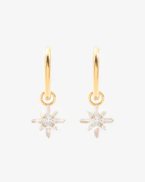 Iced Snowflake Earrings - Gold