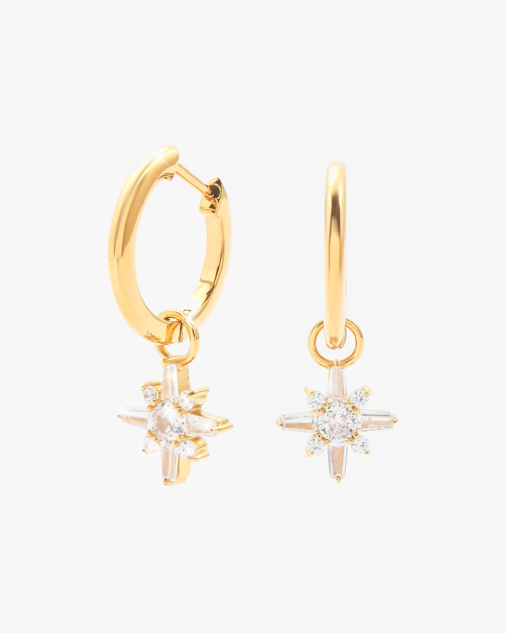 Iced Snowflake Earrings - Gold