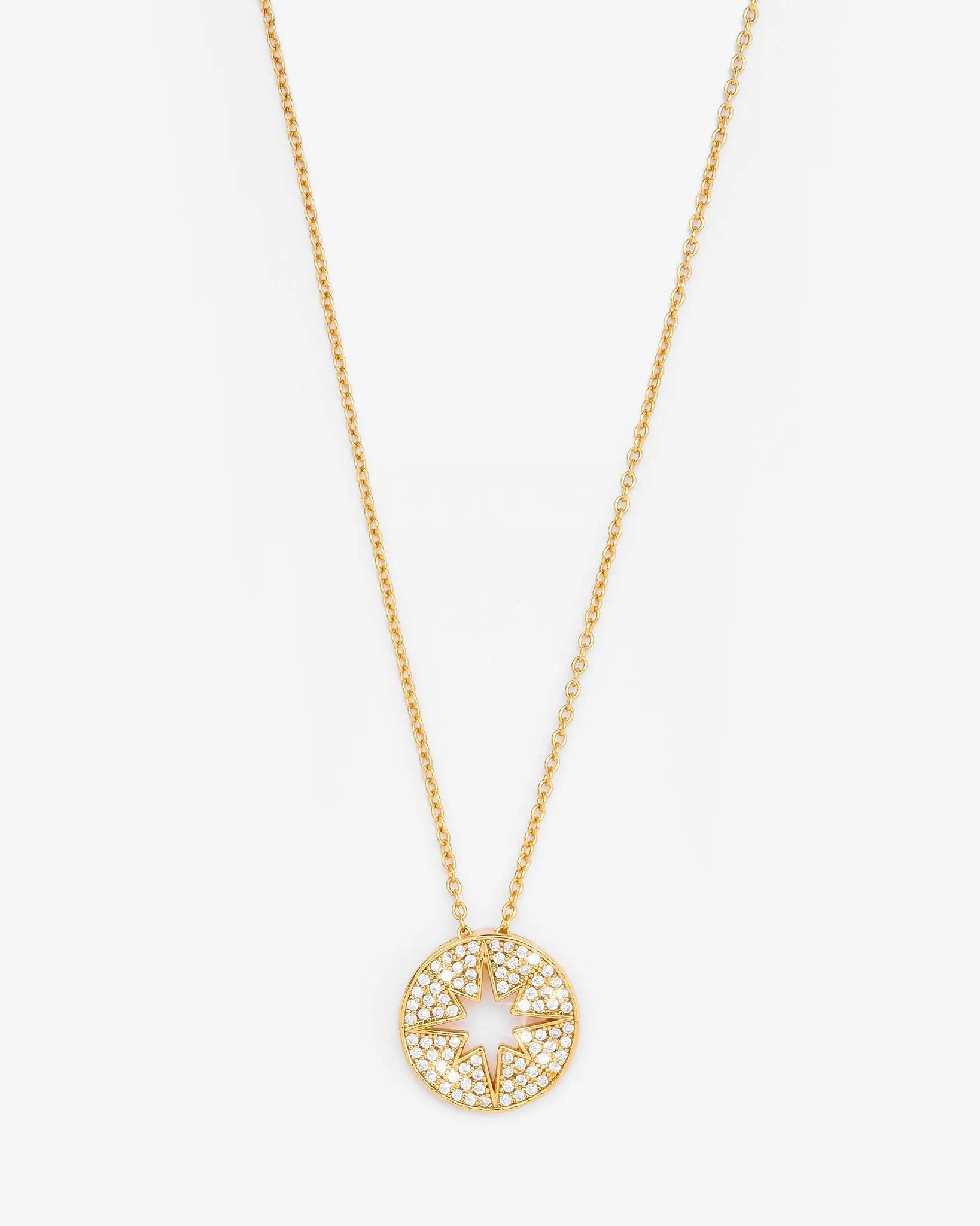 Iced Starburst Coin Necklace - Gold