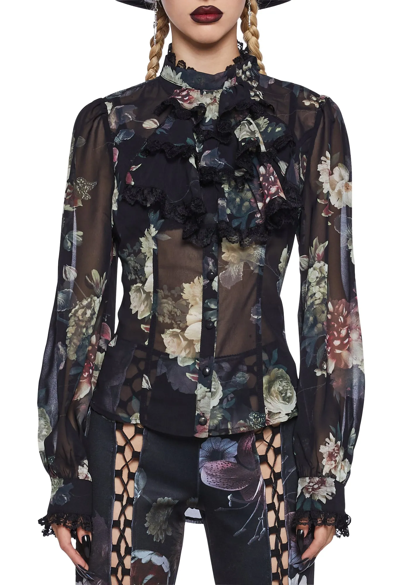 I'm No Angel Chiffon Blouse - Floral