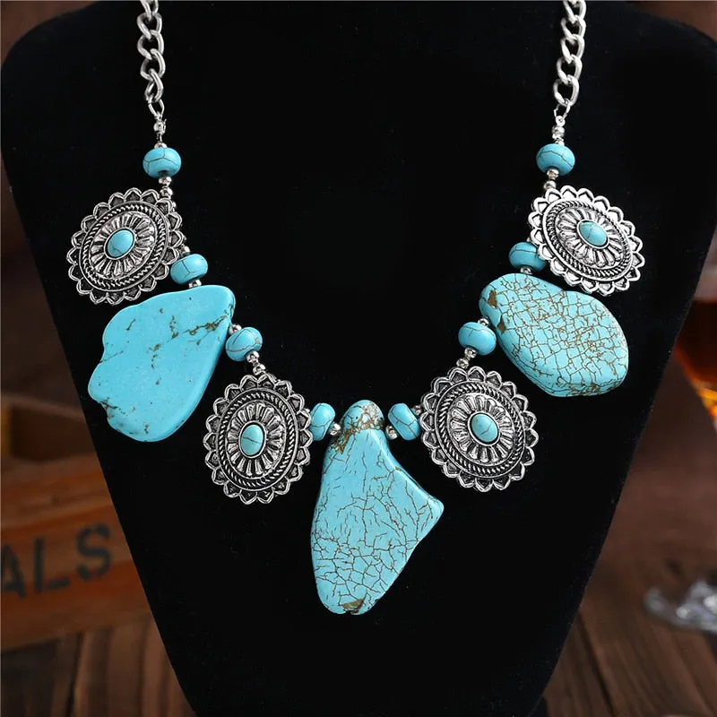 Indian Vintage Statement Large Collar Necklace Women Boho Ethnic Maxi Long Big Chunky Retro Tribal Moon Pendant Necklace Jewelry