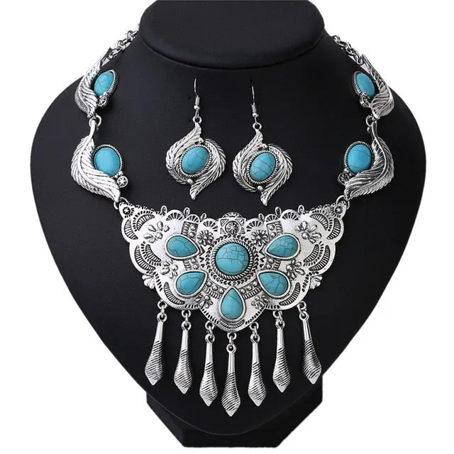 Indian Vintage Statement Large Collar Necklace Women Boho Ethnic Maxi Long Big Chunky Retro Tribal Moon Pendant Necklace Jewelry