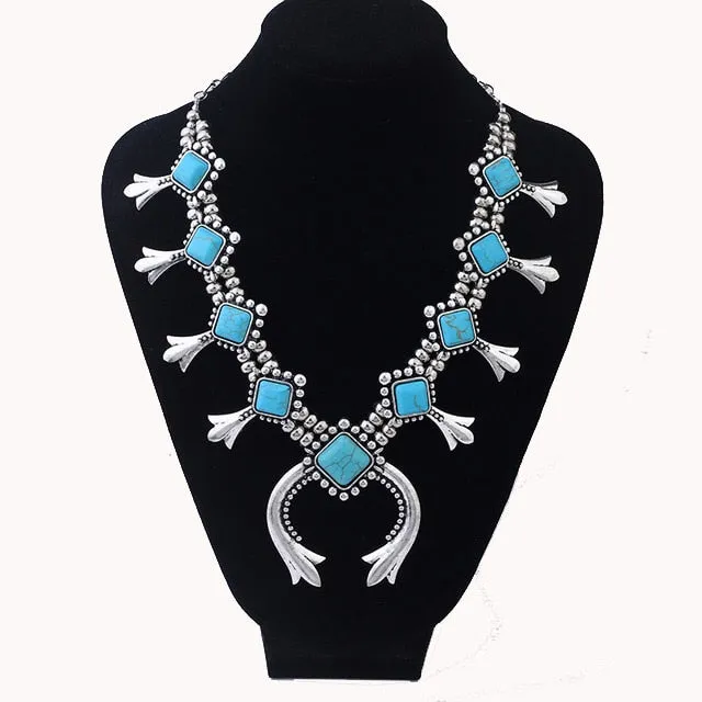 Indian Vintage Statement Large Collar Necklace Women Boho Ethnic Maxi Long Big Chunky Retro Tribal Moon Pendant Necklace Jewelry