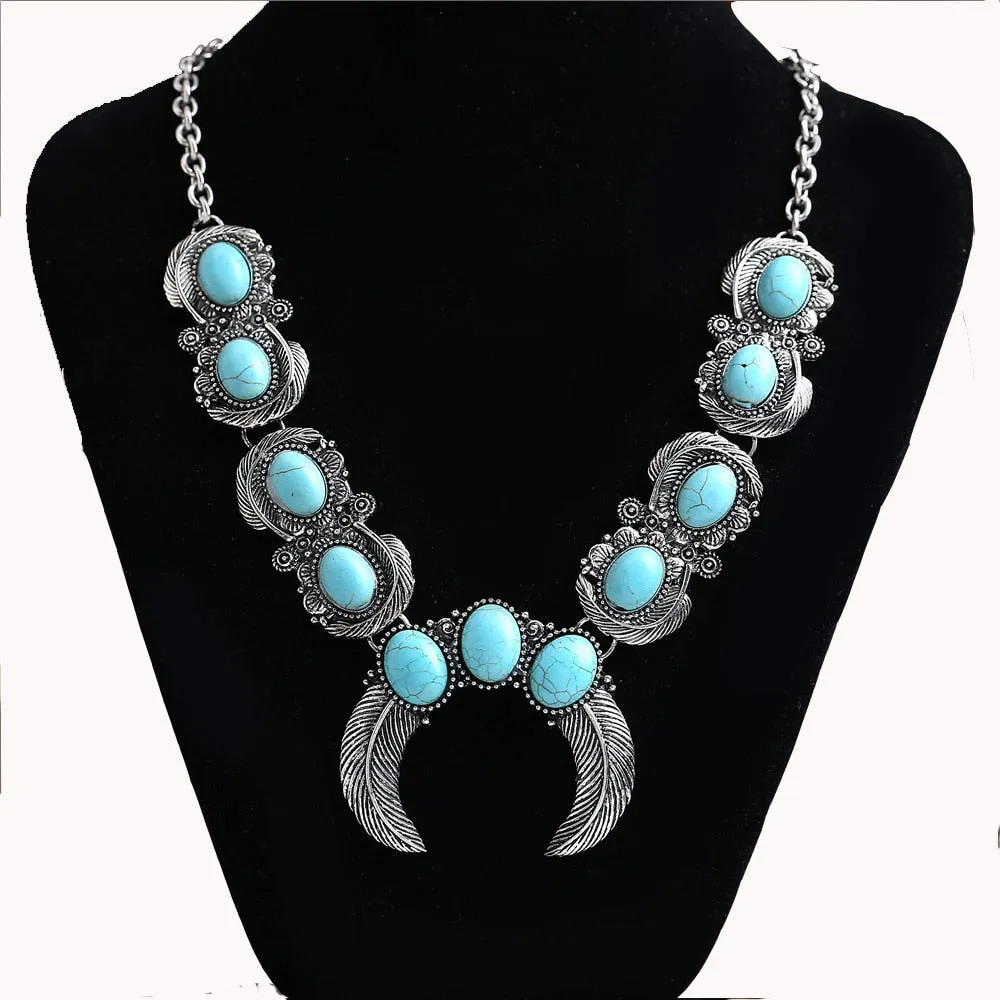 Indian Vintage Statement Large Collar Necklace Women Boho Ethnic Maxi Long Big Chunky Retro Tribal Moon Pendant Necklace Jewelry