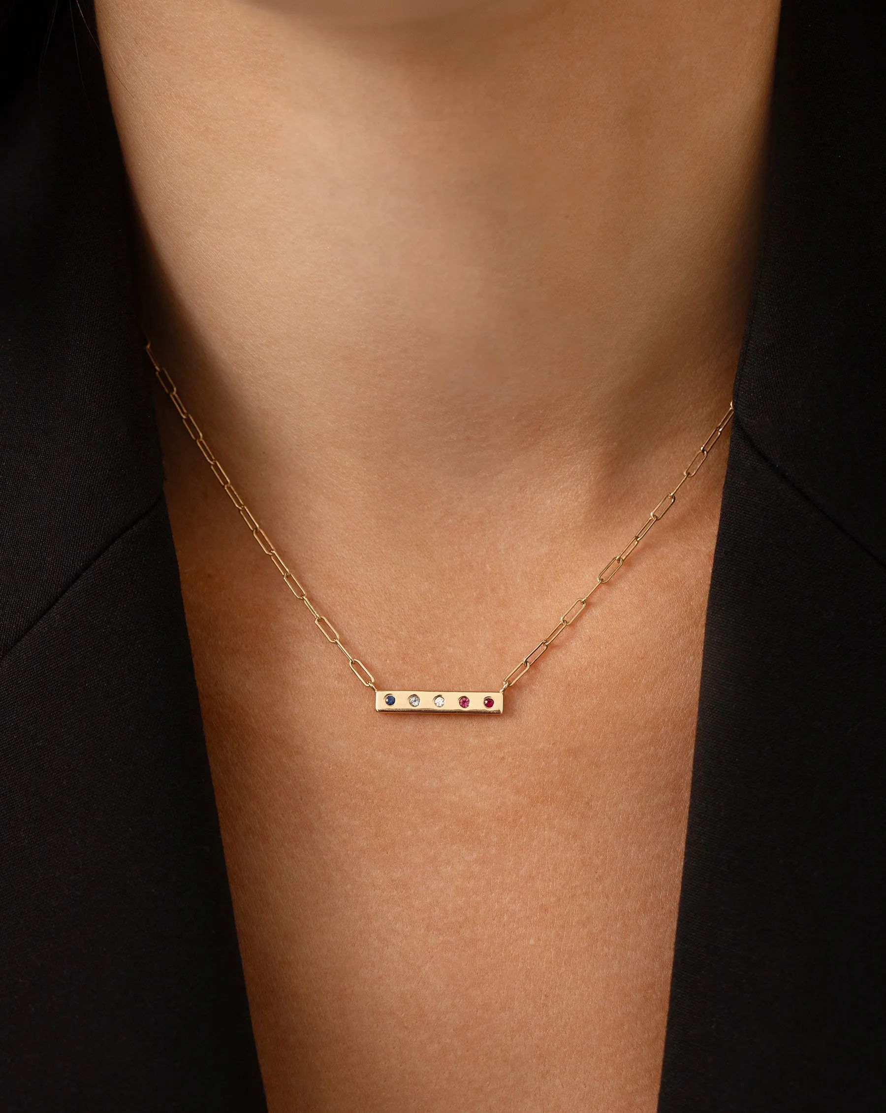 Inlay Birthstone Bar Necklace