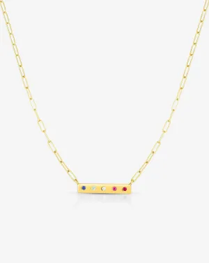 Inlay Birthstone Bar Necklace