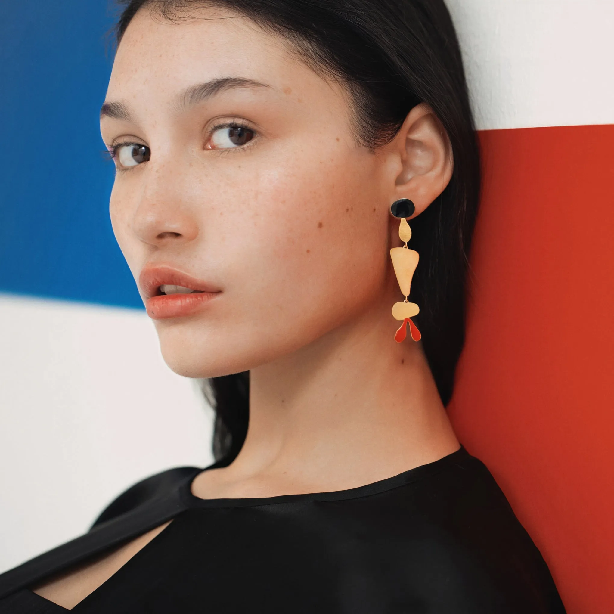 Joan Miró Gold-Plated Linear Shapes Earrings