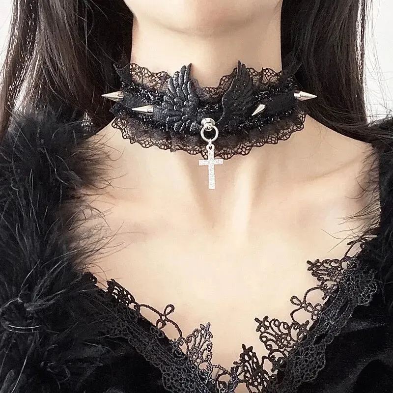 Kawaii Lolita White/Black Lace Choker